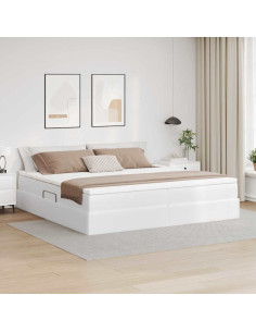 Letto con contenitore e materasso Bianco 200 x 200 cm