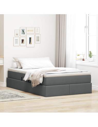 Letto con contenitore e materasso Grigio scuro 120 x 190 cm