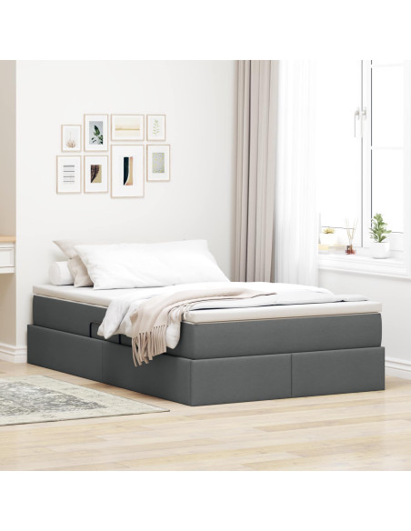 Letto con contenitore e materasso Grigio scuro 120 x 190 cm