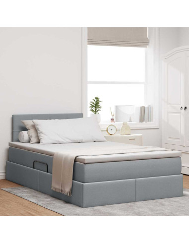 Letto con contenitore e materasso Grigio chiaro 120 x 200 cm