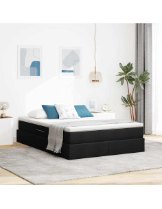 Letto con contenitore e materasso Nero 140 x 190 cm Poliestere
