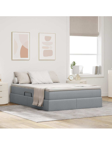 Letto con contenitore e materasso Grigio chiaro 140 x 200 cm
