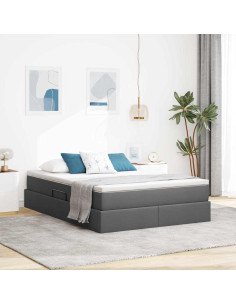 Letto con contenitore e materasso Grigio scuro 140 x 200 cm