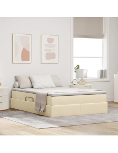 Letto con contenitore e materasso Crema 140 x 200 cm Poliestere