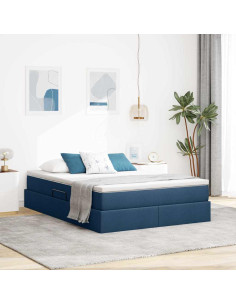 Letto con contenitore e materasso Blu 140 x 200 cm Poliestere