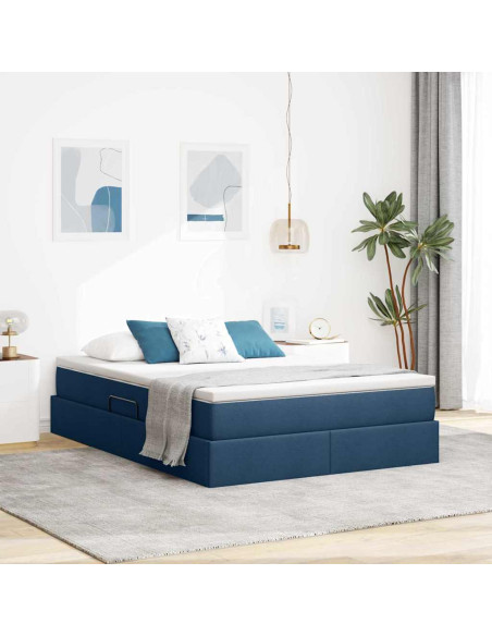 Letto con contenitore e materasso Blu 140 x 200 cm Poliestere