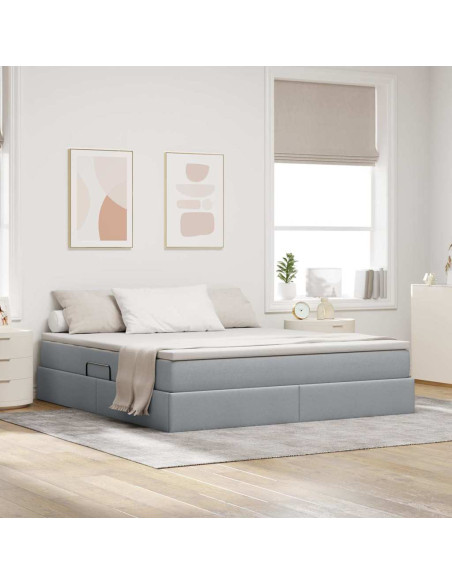 Letto con contenitore e materasso Grigio chiaro 180 x 200 cm