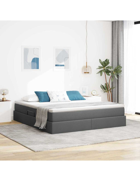 Letto con contenitore e materasso Grigio scuro 180 x 200 cm