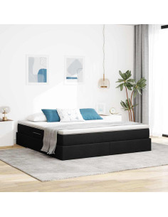 Letto con contenitore e materasso Nero 180 x 200 cm Poliestere