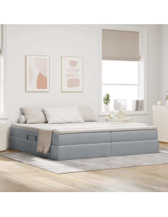 Letto con contenitore e materasso Grigio chiaro 200 x 200 cm
