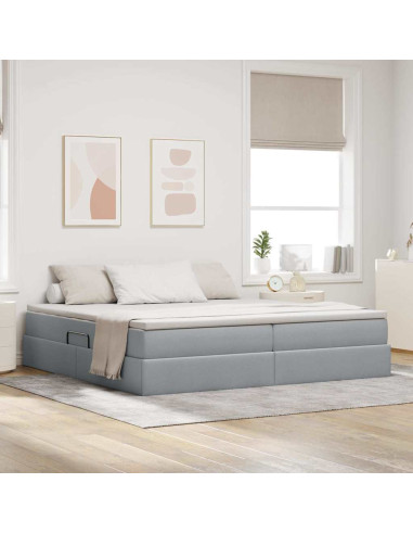 Letto con contenitore e materasso Grigio chiaro 200 x 200 cm