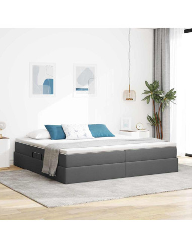 Letto con contenitore e materasso Grigio scuro 200 x 200 cm