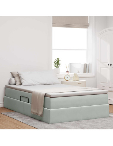 Letto con contenitore e materasso Grigio chiaro 120 x 190 cm