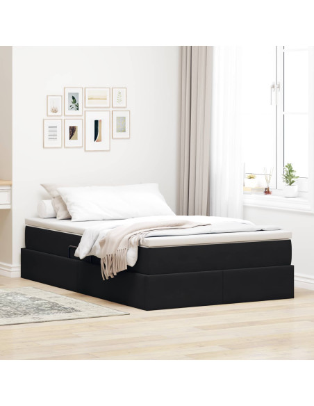 Letto con contenitore e materasso Nero 120 x 190 cm Velluto