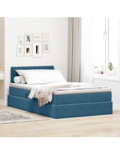 Letto con Contenitore Blu Scuro 120 x 200 cm Velluto 2