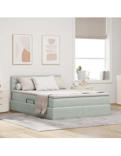 Letto con Contenitore Grigio chiaro 140 x 200 cm Velluto