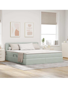 Letto con Contenitore Grigio chiaro 180 x 200 cm Velluto