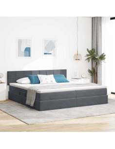 Letto con Contenitore Grigio scuro 200 x 200 cm Velluto