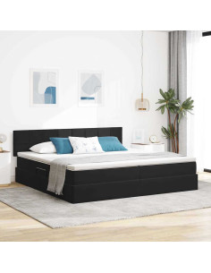 Letto con Contenitore con materasso Nero 200 x 200 cm Velluto