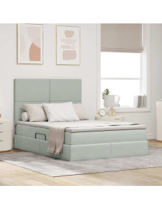 Letto con contenitore e materasso Grigio chiaro 140 x 200 cm