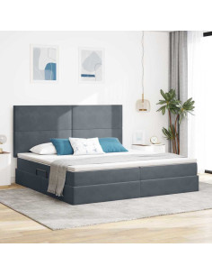 Letto con contenitore e materasso Grigio scuro 200 x 200 cm