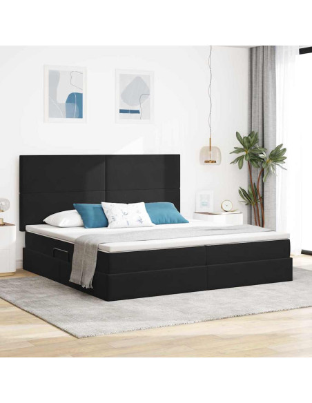Letto con contenitore e materasso Nero 200 x 200 cm Velluto