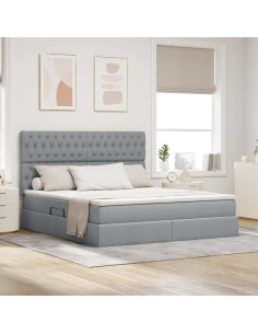 Letto con contenitore e materasso Grigio chiaro 180 x 200 cm