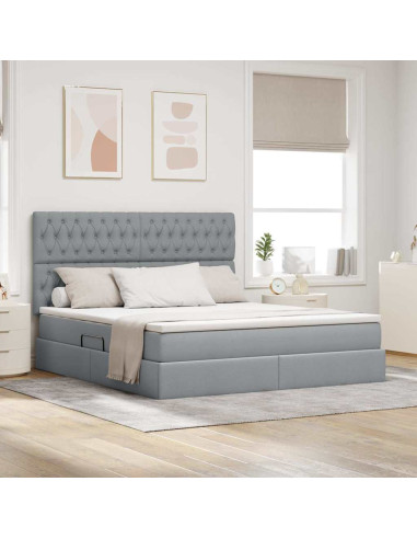 Letto con contenitore e materasso Grigio chiaro 180 x 200 cm