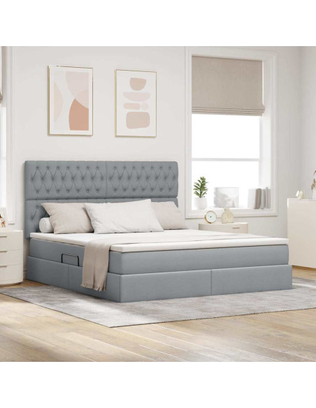 Letto con contenitore e materasso Grigio chiaro 180 x 200 cm