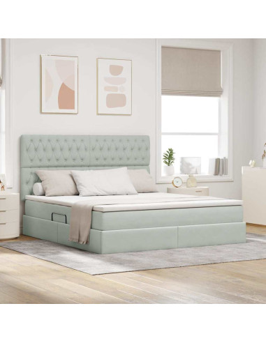 Letto con contenitore e materasso Grigio chiaro 160 x 200 cm