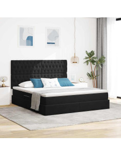 Letto con contenitore e materasso Nero 180 x 200 cm Velluto