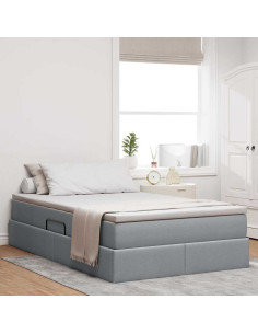 Letto con contenitore e materasso Grigio chiaro 120 x 200 cm