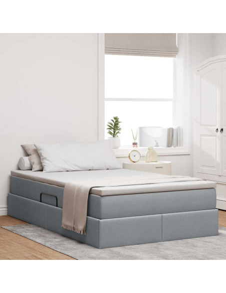 Letto con contenitore e materasso Grigio chiaro 120 x 200 cm