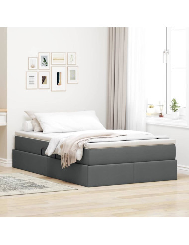 Letto con contenitore e materasso Grigio scuro 120 x 200 cm