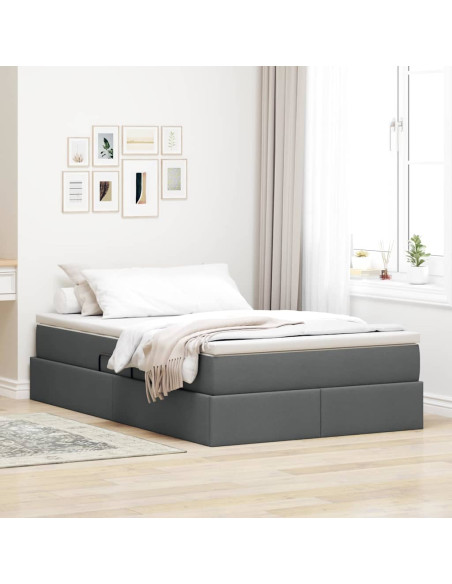Letto con contenitore e materasso Grigio scuro 120 x 200 cm