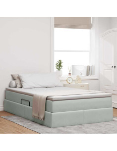 Letto con contenitore e materasso Grigio chiaro 120 x 200 cm