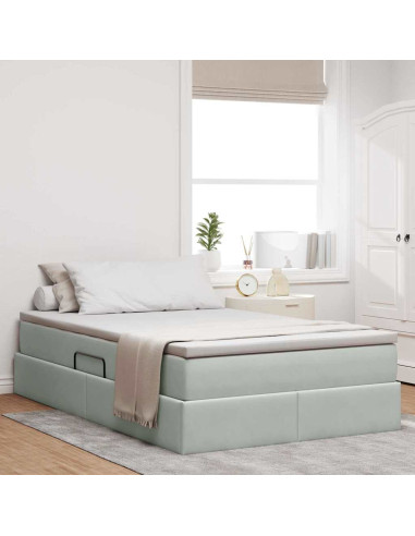 Letto con contenitore e materasso Grigio chiaro 120 x 200 cm