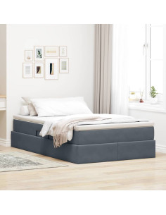Letto con contenitore e materasso Grigio scuro 120 x 200 cm