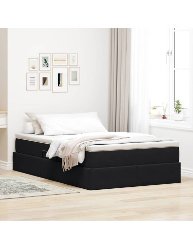 Letto con contenitore e materasso Nero 120 x 200 cm Velluto