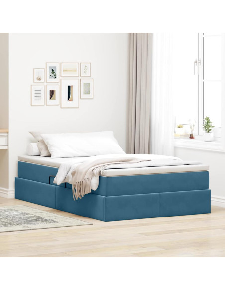 Letto con contenitore e materasso Blu Scuro 120 x 200 cm
