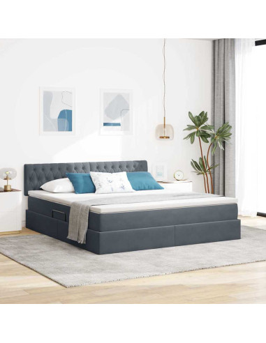 Letto con Contenitore Grigio scuro 180 x 200 cm Velluto