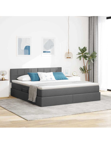 Letto con contenitore e materasso Grigio scuro 180 x 200 cm