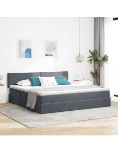 Letto con Contenitore Grigio scuro 200 x 200 cm Velluto