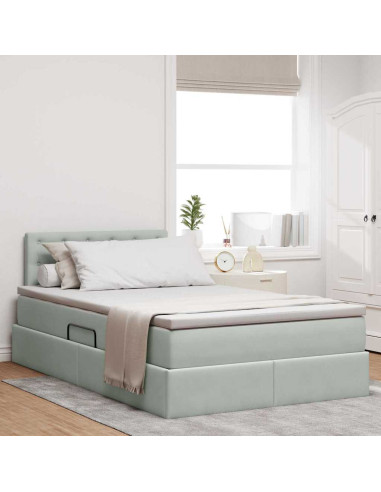 Letto con Contenitore Grigio chiaro 120 x 190 cm Velluto