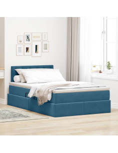Letto con Contenitore con materasso Blu 120 x 190 cm Velluto