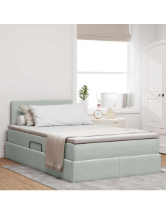 Letto con Contenitore Grigio chiaro 120 x 200 cm Velluto