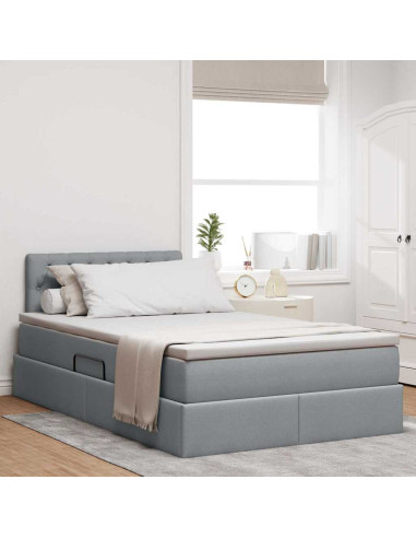 Letto con contenitore e materasso Grigio chiaro 120 x 200 cm