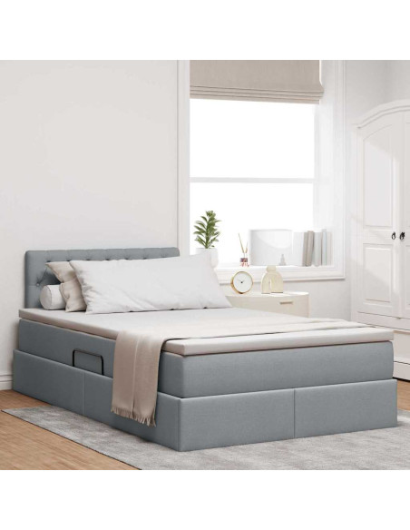 Letto con contenitore e materasso Grigio chiaro 120 x 200 cm