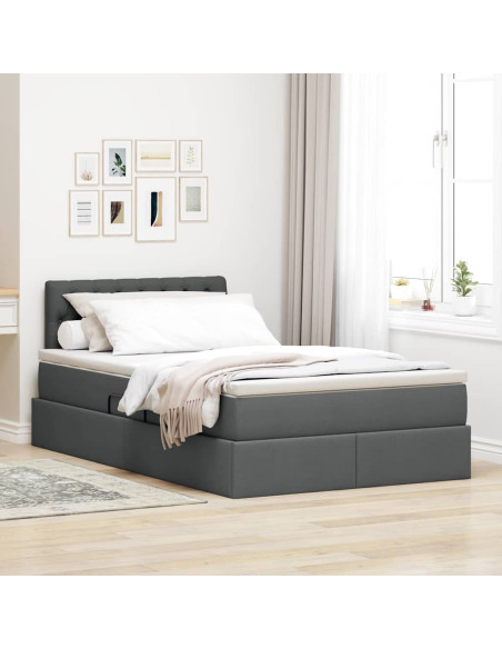 Letto con contenitore e materasso Grigio scuro 120 x 200 cm