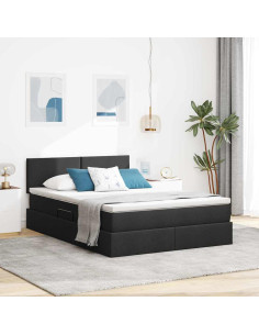 Letto con contenitore e materasso Nero 140 x 190 cm
